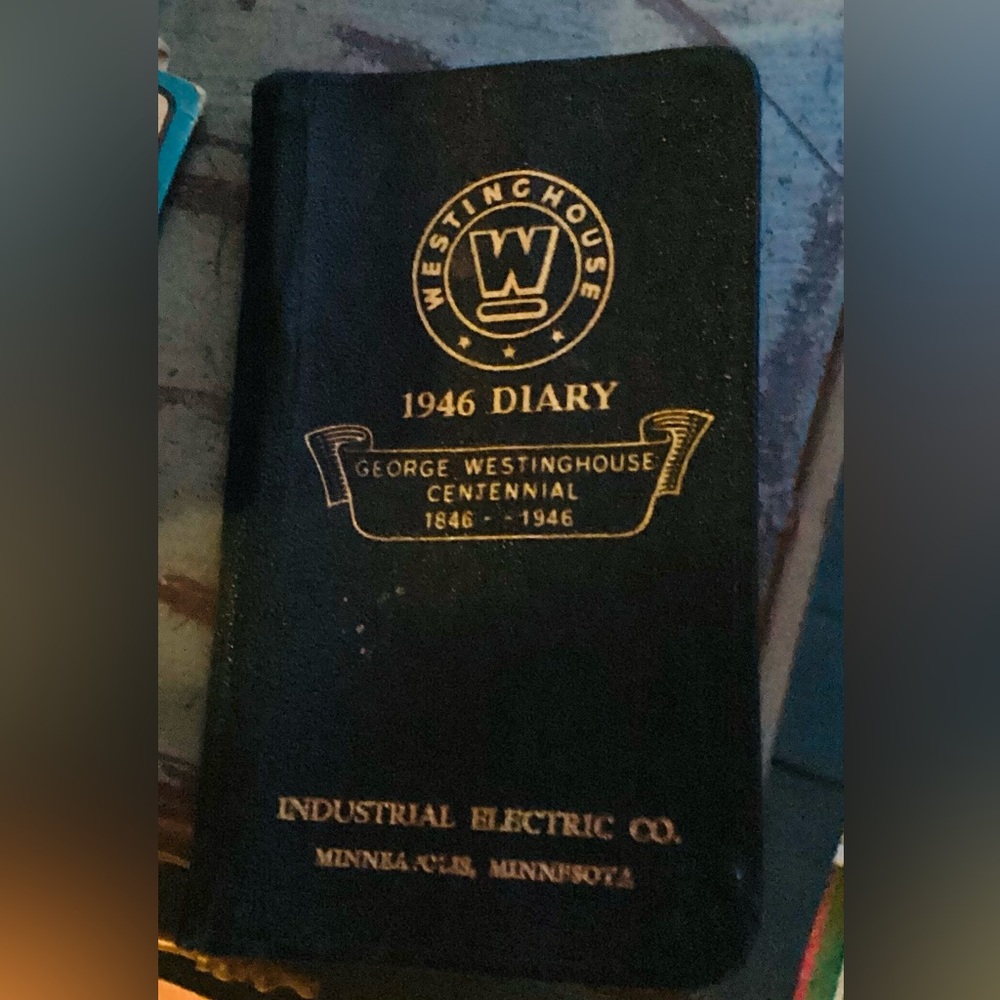 🗽Vintage Westinghouse 1946 Diary, Industrial Electric Company Mpls.Minnesota